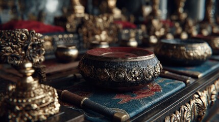 Ornate Vessels and Ritual Objects Depicting Eastern Culture Sophistication