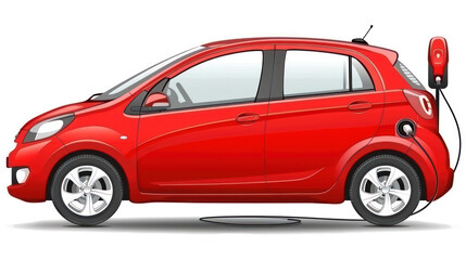 Red Electric Car Charging Station Illustration for Eco-Friendly Transportation Concept