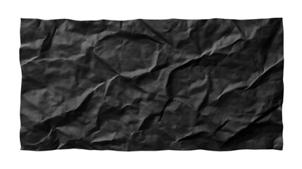 Wrinkled black paper texture isolated on white background