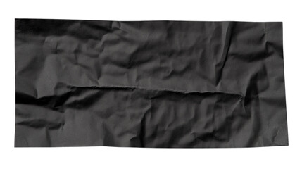  crumpled black paper with texture isolated on white background