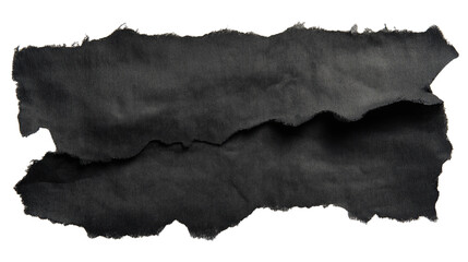 Torn black paper isolated on white background