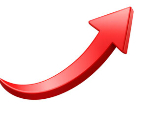 Curved 3D Arrow Pointing Up with Shadow