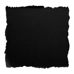 Textured black paper with torn edges isolated on white background