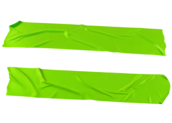 Two Strips of Wrinkled Green Tape on a White Background
