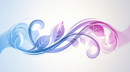 Naklejka premium Abstract Floral Design with Colorful Waves in Soft Blue and Pink Hues for Backgrounds and Decorations