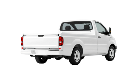 White pickup truck isolated on transparent background