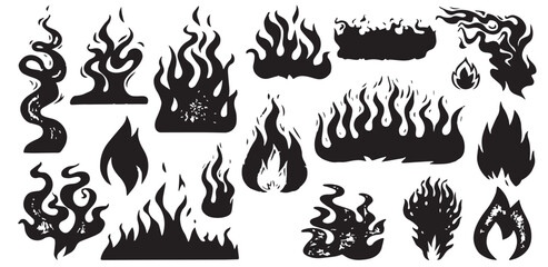 Fire flame icon. Brush grunge illustration. Crayon vector paint logo. Graphic background. Spray fire symbol. Doodle y2k flame. Hot crayon texture grafitti. Heat shape, abstract stroke, sketch tattoo