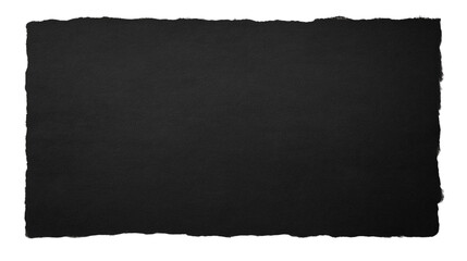 Black ripped paper texture with rough edges isolated on white background