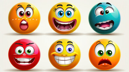 Cartoon Emoji Faces Expressing Various Emotions and Feelings in Playful Expressions for Fun and Creative Use