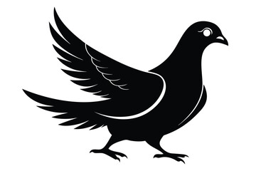 Obraz premium Elegant black pigeon silhouette against a white background suitable for various design projects and adaptability