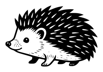 cute hedgehog walking black and white vector