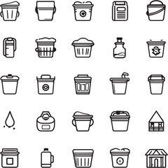 Bucket Black Line Editable Icons set 