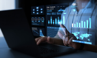 Financial business data analytics graph dashboard. Management data System KPI connected in database for follow earnings,operations and sales data.	
