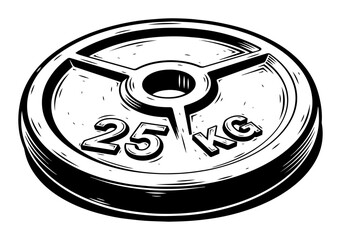 Gym weight plate 25kg vector illustration
