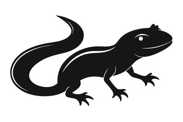 Naklejka premium Silhouette illustration of a smooth-skinned lizard with detailed features displaying elegance and simplicity