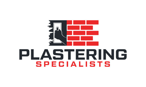 Plastering logo design. trowel plastering template vector illustration