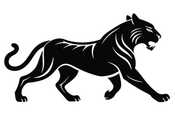 Obraz premium Silhouette of a powerful black panther in dynamic stance suitable for graphic design and branding