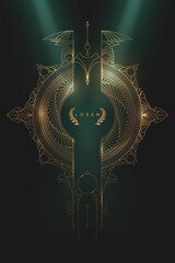 Golden ornate frame with light effect