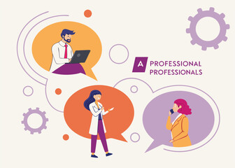 Online Business Discussion Concept. Vector illustration of diverse people in web pages windows leading discussion. Isolated on background