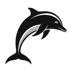 Dolphin Silhouette Jumping Out of Water Ideal for Ocean Marine Life and Sea Animal Vector Design