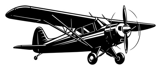 vintage propeller airplane silhouette vector