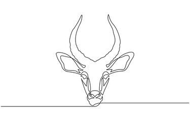 Continuous Line Drawing Banner with Editable Stroke with Antelope hed ,Reindeer Sitting Continuous LineContinuous Line Drawing Vector Illustration. 
