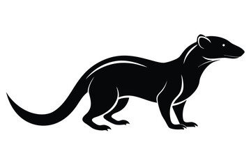 Striking silhouette of a weasel in profile vector illustration with clean lines on transparency