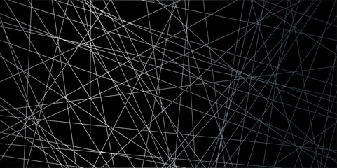 Abstract luxury silver geometric random chaotic lines with many squares and triangles black background. geometric random chaotic seamless line design with transparent background, vector illustration.