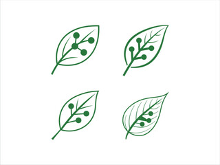 Fototapeta premium Green Tech Leaf Logo Set Minimal Eco Circuit Leaf Icons Sustainable Technology Nature Symbol Vector Futuristic Organic Tech Design
