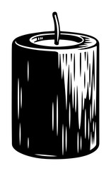 minimalist vector of a single cylindrical candle with textured surface, ideal for spa, relaxation or decorative design themes
