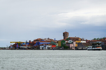 Colorful facades of Burano town, Venetian Lagoon, Italy     