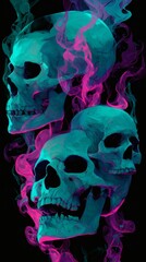 Skull and crossbones with red background in horror style