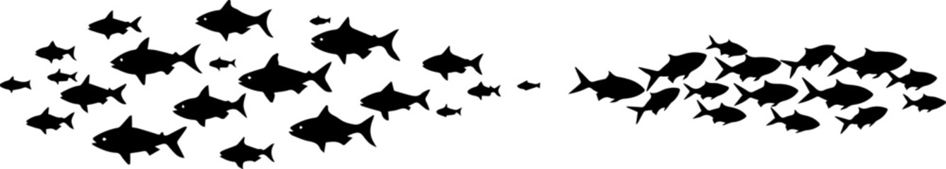 School of Fish Silhouette - Marine Life and Ocean Unity
