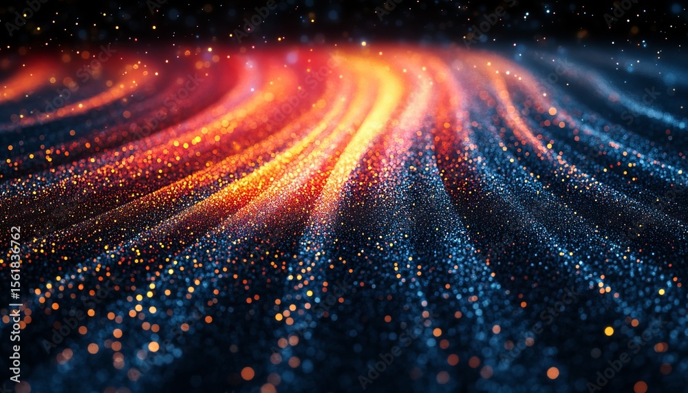 Poster futuristic computing background with colorful light streaks and modern data visualization