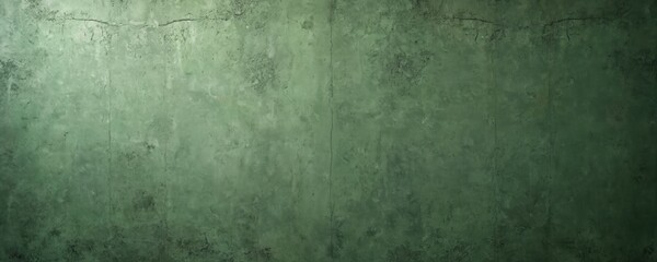 Fototapeta premium Green concrete texture wall. Rough surface, cracks create industrial, grunge style. Perfect background for designs, posters, presentations. Can be used as backdrop for any project, add visual impact.