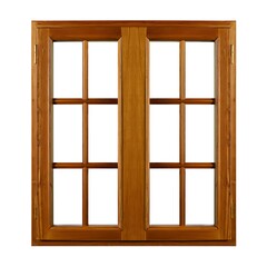 Obraz premium Elegant Wooden Double-Hung Window with Multi-Pane Design Perfect for Traditional Homes and Rustic Aesthetics