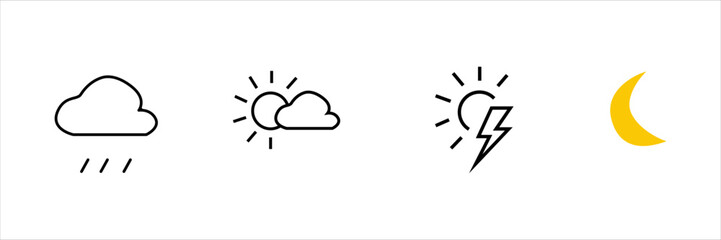 sun clouds rain lightning temperature snow moon wind rainbow thunderstorm fog hail heat cold thermometer night day showers sunset dawn umbrella celsius scale fahrenheit scale