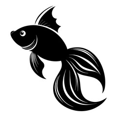 Goldfish Silhouette with Flowing Fins Ideal for Aquarium Fish Vector Design