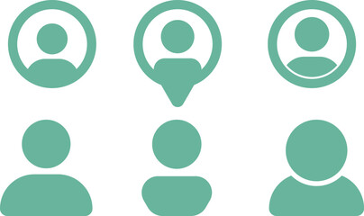 Iconic Person: A set of elegant icons depicting the silhouette of a person in various styles, perfect for representing individuals, profiles, or user interfaces. They symbolize people