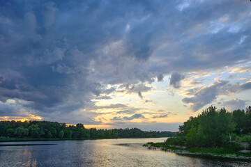 beautiful sunset on the river
