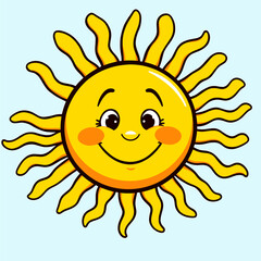 Happy Smiling Sun Cartoon Character Illustration