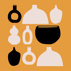 Yellow and Beige Modern Abstract Shape Boho Pillow Square