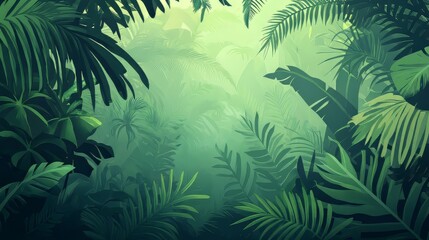Tropical forest natural background in green tones, promoting relaxation and freedom