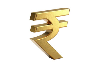 3d render golden rupee symbol isolated on transparent background