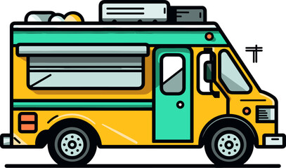Vibrant Food Truck Illustration: Mobile Culinary Adventure on Wheels
