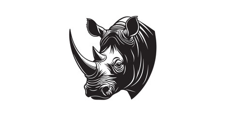 Powerful rhino head profile with bold lines and silhouette style © arif