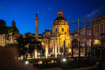 Night in the streets of Rome, Italy