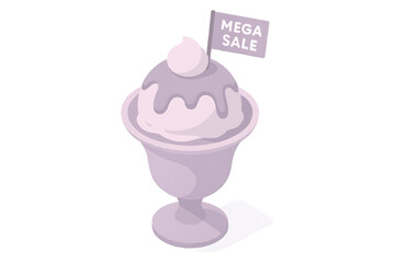 Ice Cream Sundae with Mega Sale Flag Discount Promotion Offer