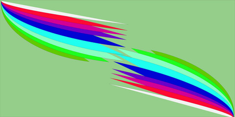 A vibrant and modern abstract background featuring a symmetrical burst of dynamic curved lines in bold colors—red, blue, green, cyan, and magenta—on a soft green canvas