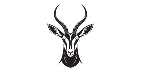 Elegant gazelle head with majestic curved horns and striking silhouette © arif